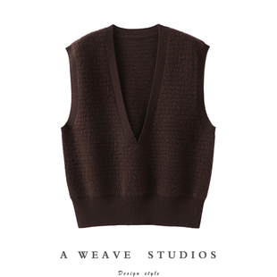 启超太好搭配了 毛衣宽松坎肩马甲 加厚深V领纯羊绒背心女羊绒衫