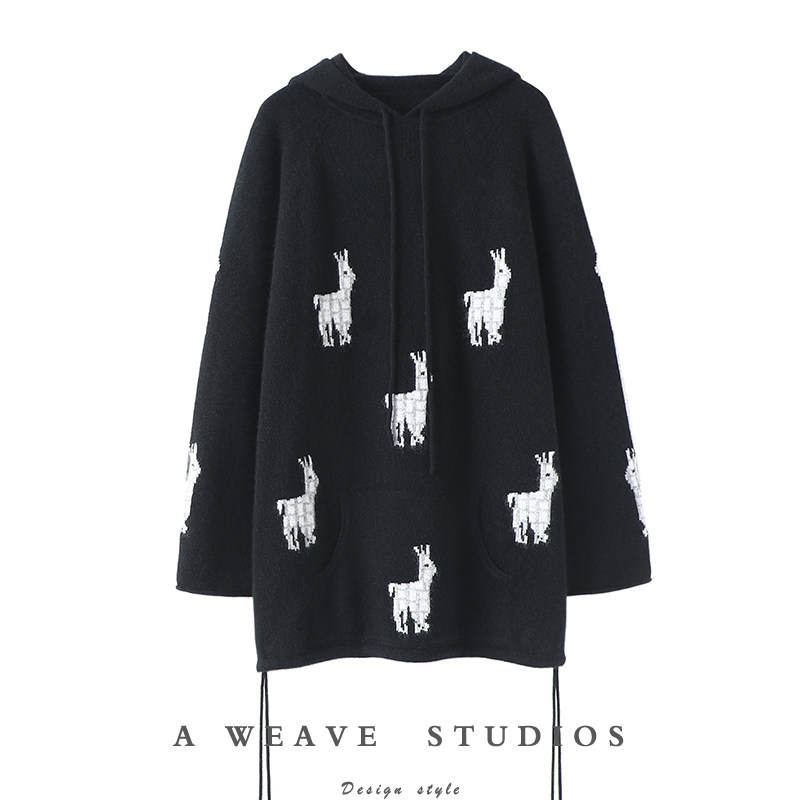 高定秀场款~加厚连帽山羊绒衫女中长款纯羊绒毛衣宽松帽衫秋冬,女装/女士精品,羊绒衫,淘宝优惠券,粉丝福利购,淘宝优惠卷