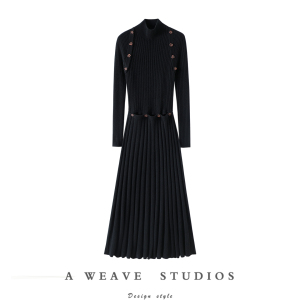 启超官方！多种穿法~纯羊绒衫女长款连衣裙子半高领可以拆卸伞裙