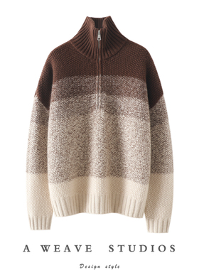 上身好看到尖叫！重磅加厚100%纯山羊绒衫女高领半开拉链毛衣秋冬