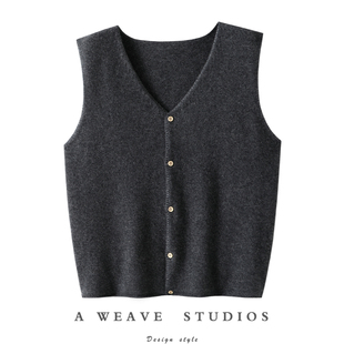 两眼放光哇 马甲背心 手工边100%纯山羊绒坎肩女纯羊绒毛衣针织衫
