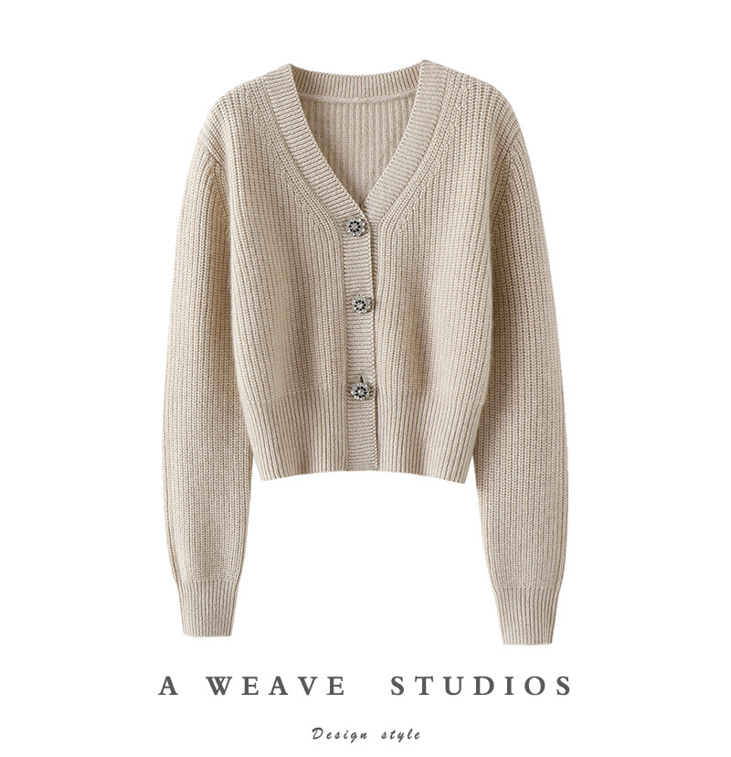 时髦！钻石花瓣扣加厚V领羊绒开衫女纯羊绒毛衣短款针织开衫外套,女装/女士精品,羊绒衫,淘宝优惠券,粉丝福利购,淘宝优惠卷