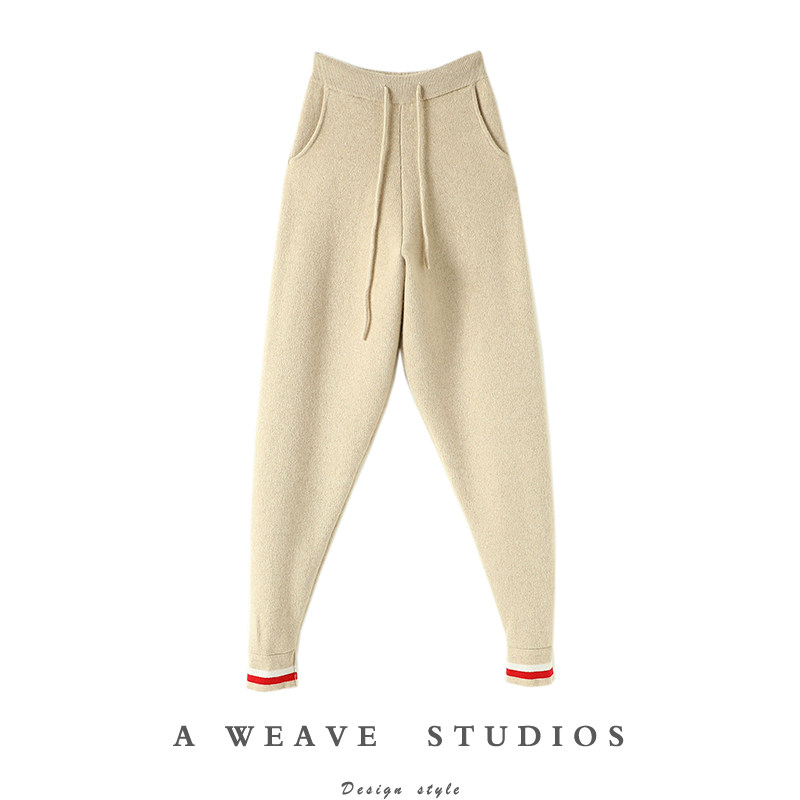 启超官方！有型有腔调加厚100%羊绒裤子女外穿显瘦潮流休闲哈伦裤