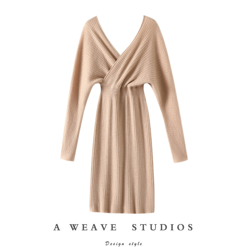 穿出气场感！双V领羊绒衫100纯羊绒女中长款羊绒毛衣连衣裙子秋冬,女装/女士精品,羊绒衫,淘宝优惠券,粉丝福利购,淘宝优惠卷