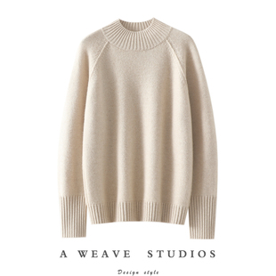 气质凝练出来！加厚100%纯山羊绒衫女半高领纯羊绒毛衣宽松秋冬季