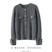 轻松驾驭时髦 加厚毛边100%纯山羊绒开衫 女羊绒毛衣针织外套秋冬