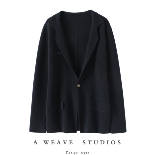 加厚四平针羊绒开衫 启超 女纯羊绒毛衣开衫 外套 西装 通勤王炸