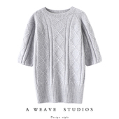 100纯羊绒女短袖 启超优雅永恒 加厚山羊绒衫 圆领羊绒毛衣T恤秋冬