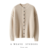 加厚半高领100%纯山羊绒开衫 老钱高知美 感觉 女毛衣针织外套冬