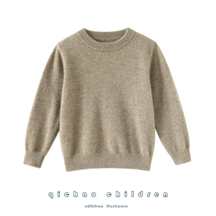 启超太舒服啦！儿童山羊绒衫圆领男女款纯羊绒毛衣小中大童秋冬
