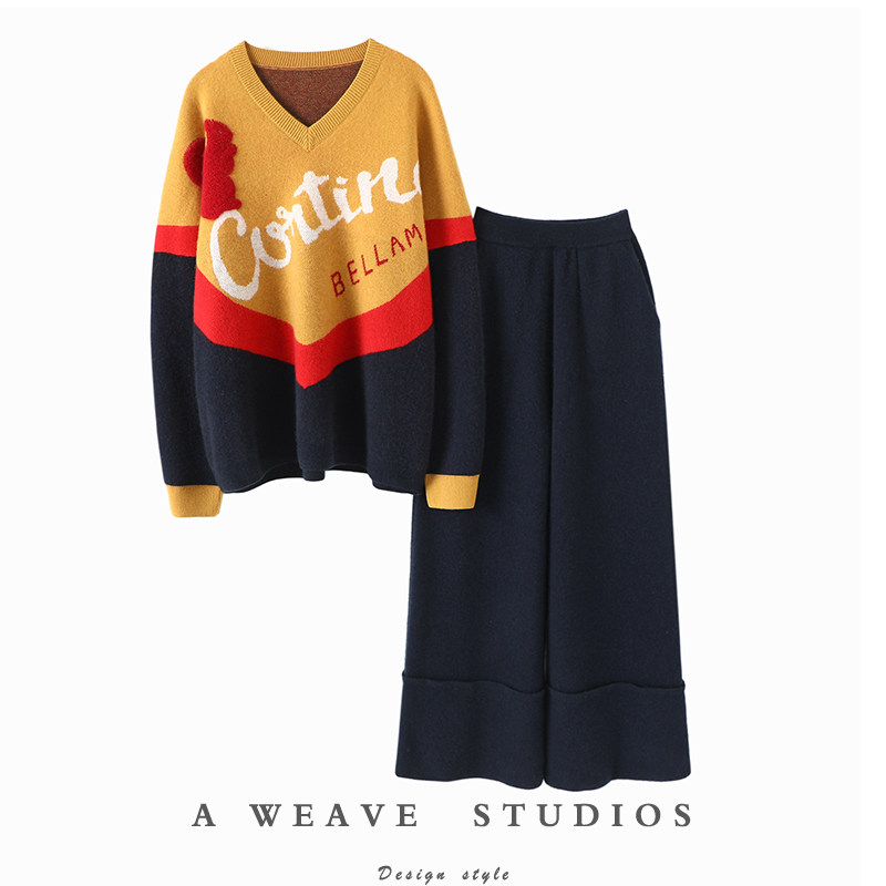 时髦天花板！重磅1250克！羊绒衫套装女纯羊绒毛衣直筒阔腿裤子厚,女装/女士精品,羊绒衫,淘宝优惠券,粉丝福利购,淘宝优惠卷