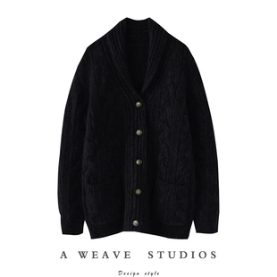 重磅 男女同款 时髦尽头!加厚羊绒开衫女粗棒针纯羊绒毛衣外套冬