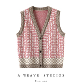 轻松穿搭时髦 复古山羊绒马甲开衫 女纯羊绒坎肩背心毛衣秋冬加厚