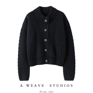 举止从容!重磅加厚100%纯山羊绒开衫女纯羊绒毛衣针织开衫外套