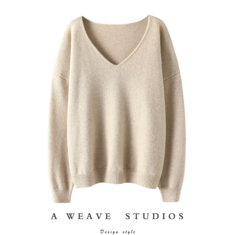 利落气质！加厚V领羊绒衫女纯羊绒毛衣针织打底衫宽松【启超】,女装/女士精品,羊绒衫,淘宝优惠券,粉丝福利购,淘宝优惠卷