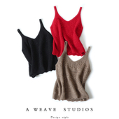 波浪纹绞花羊绒吊带女纯羊绒衫 触动内心 柔美 毛衣秋冬加厚背心