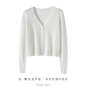 特别喜爱 小外套 纯羊绒毛衣针织开衫 松织V领100%羊绒开衫 女短款