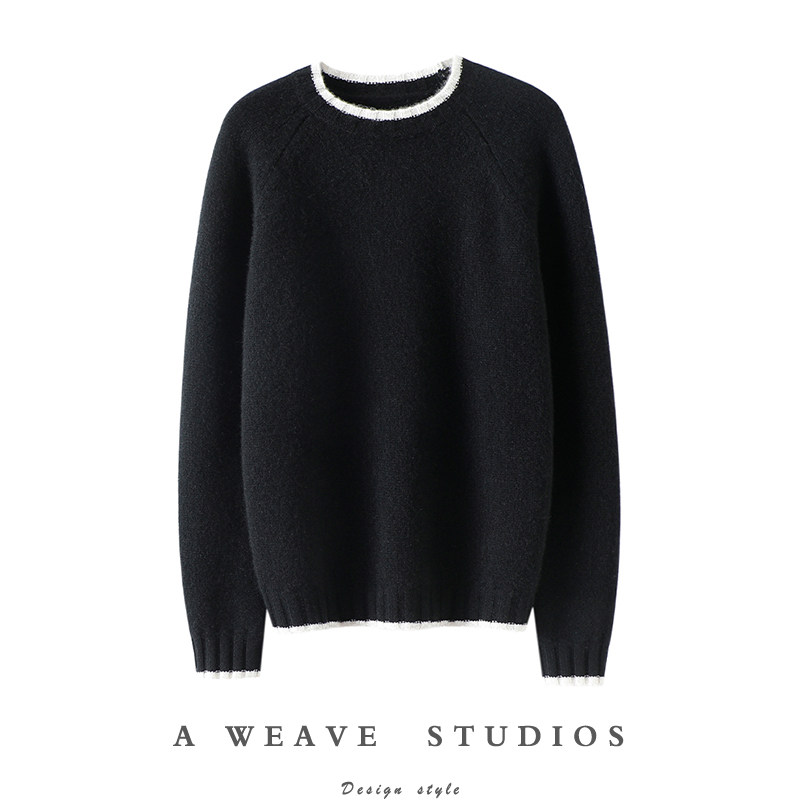 处处气质感~加厚假两件100%纯山羊绒衫女圆领纯羊绒毛衣宽松秋冬,女装/女士精品,羊绒衫,淘宝优惠券,粉丝福利购,淘宝优惠卷