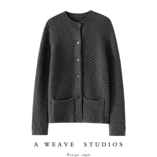 女纯羊绒毛衣外套 重磅加厚100%纯山羊绒开衫 官方正品 伦敦街头