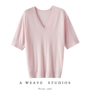 女V领羊绒毛衣打底衫 精纺100%纯山羊绒衫 五分袖 太美太舒服了吧