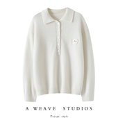 启超官方非凡气质 POLO领羊绒衫 女100%纯羊绒可爱小羊刺绣毛衣