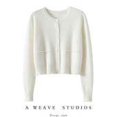 一周想穿七天 纯羊绒毛衣针织小开衫 圆领100%纯山羊绒开衫 女短款