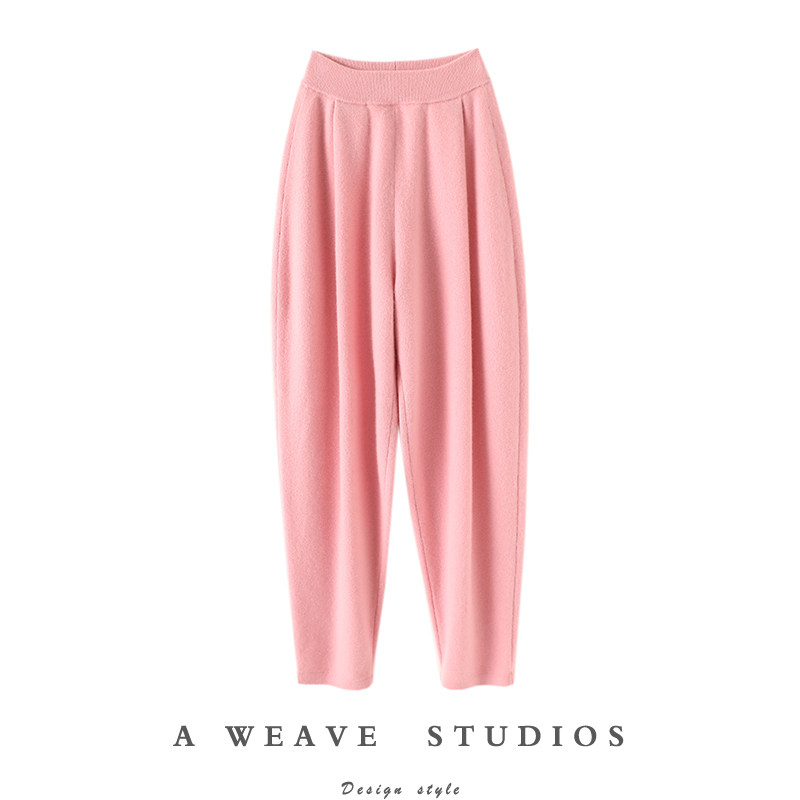 这裤型太赞了！通勤神裤~加厚羊绒裤子女外穿针织裤子休闲哈伦裤