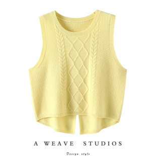 后开叉针织打底衫 100纯羊绒女马甲无袖 秋冬 加厚羊绒衫 悠然气质