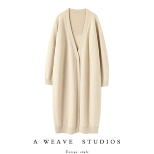 深冬的挚爱！气质加厚100%纯山羊绒开衫中长款毛衣针织开衫大外套