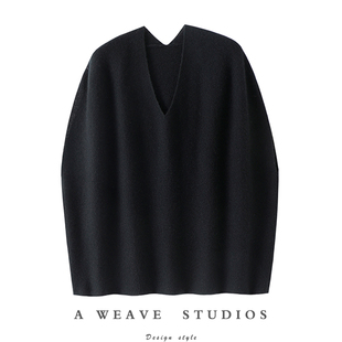 启超匠心版型!新款V领100%纯山羊绒坎肩女针织羊绒背心秋冬季