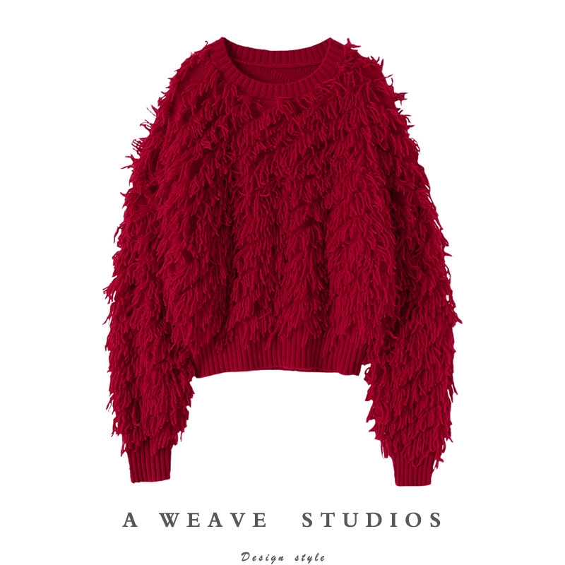 人间仙女！毛毛流苏加厚100%山羊绒衫女圆领纯羊绒毛衣宽松上衣,女装/女士精品,羊绒衫,淘宝优惠券,粉丝福利购,淘宝优惠卷