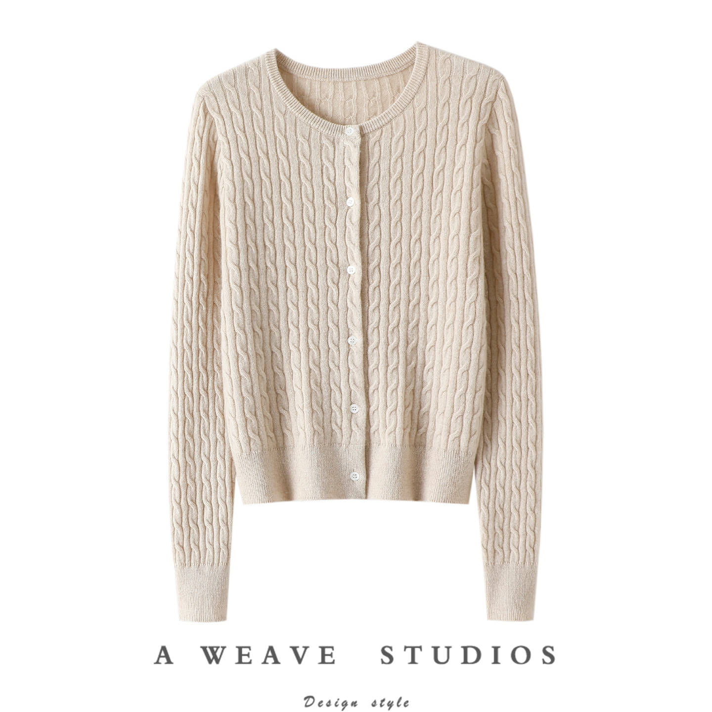 姐妹都喜欢！圆领绞花100%纯山羊绒开衫女纯羊绒毛衣针织外套秋冬,女装/女士精品,羊绒衫,淘宝优惠券,粉丝福利购,淘宝优惠卷