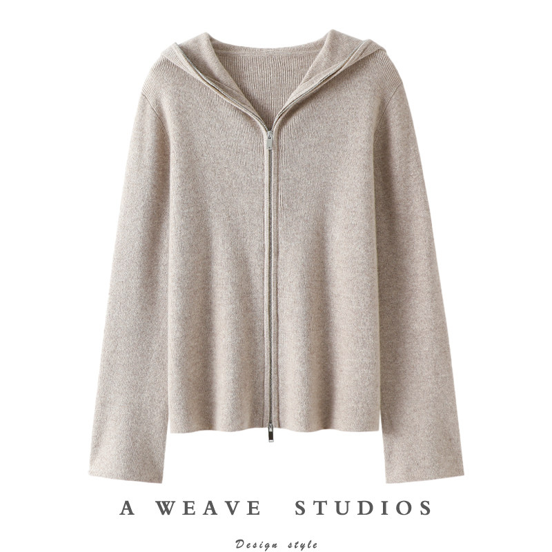气质不缺席~连帽拉链羊绒开衫女纯羊绒毛衣针织带帽外套秋冬加厚,女装/女士精品,羊绒衫,淘宝优惠券,粉丝福利购,淘宝优惠卷