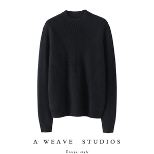 沉默告白~秋冬半高领羊绒衫女100%纯山羊绒毛衣厚宽松针织打底衫