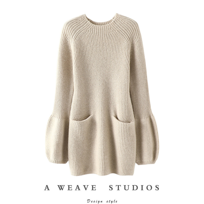 狂爱！大克重厚灯笼袖羊绒衫女中长款圆领修身纯羊绒毛衣连衣裙子,女装/女士精品,羊绒衫,淘宝优惠券,粉丝福利购,淘宝优惠卷