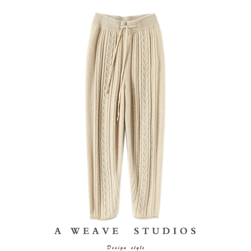 挚爱绞花设计！加厚羊绒裤子女外穿纯羊绒针织休闲裤哈伦小脚裤子,女装/女士精品,休闲裤,淘宝优惠券,粉丝福利购,淘宝优惠卷