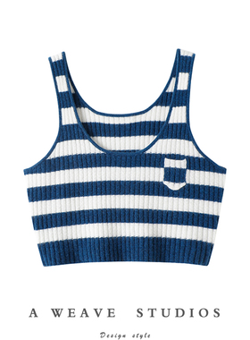 启超走路带风气场款！秋冬100%纯山羊绒吊带背心女条纹内搭外穿衫