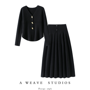 启超再出王炸！加厚100%纯羊绒开衫女外套半身百褶裙子新中式西装