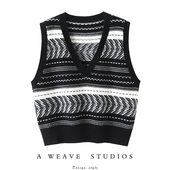 街头闲暇时光 加厚V领100%纯山羊绒坎肩女纯羊绒毛衣针织马甲背心