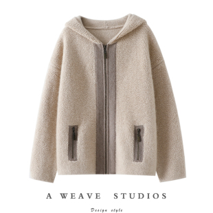 女连帽毛衣宽松 100%纯山羊绒拉链开衫 官方正品 重磅加厚1000克