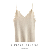 太美了 波浪纹V领羊绒吊带背心女纯羊绒毛衣内搭外穿针织吊带秋冬