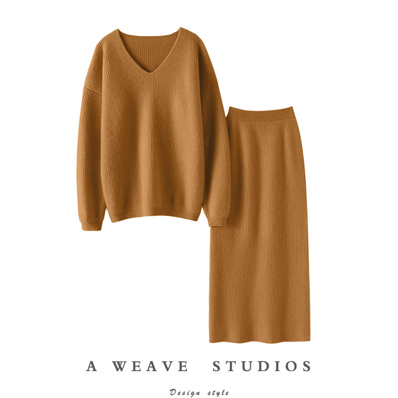 气质刚刚好~重磅加厚！100%纯羊绒衫女V领毛衣半身裙休闲羊绒套装,女装/女士精品,羊绒衫,淘宝优惠券,粉丝福利购,淘宝优惠卷