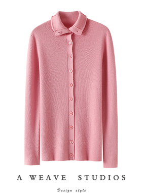 上身效果狂赞！可翻高领100%纯山羊绒开衫女纯羊绒毛衣针织打底衫