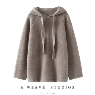 上身即沦陷！重磅加厚圈圈针100%纯山羊绒帽衫女连帽毛衣宽松新款