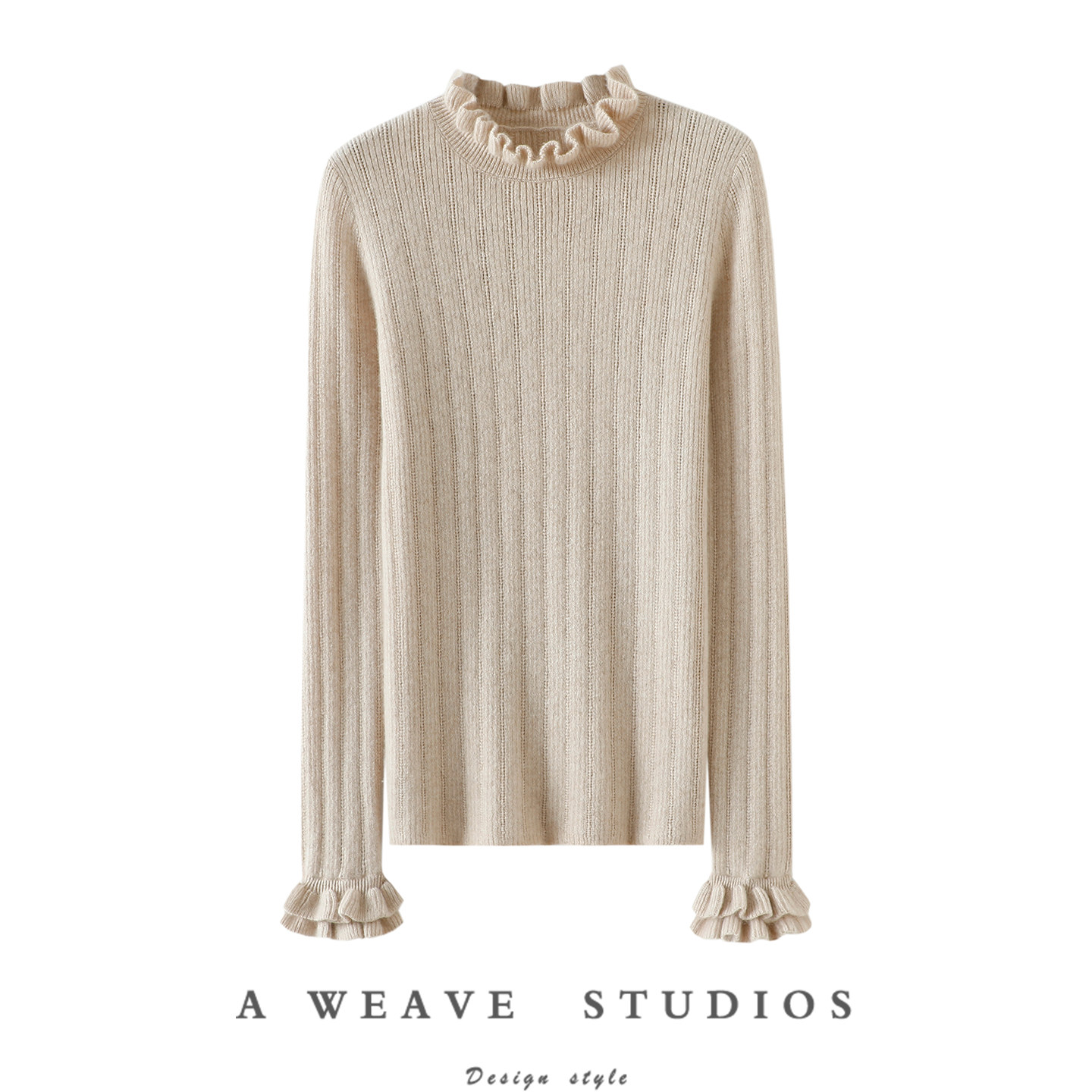 时装主编~木耳边100%纯山羊绒衫女纯羊绒毛衣针织打底衫秋冬上衣,女装/女士精品,羊绒衫,淘宝优惠券,粉丝福利购,淘宝优惠卷