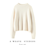 启超Gao端系列 毛衣 女加厚泡泡袖 敲级美 气质米白100%纯山羊绒衫