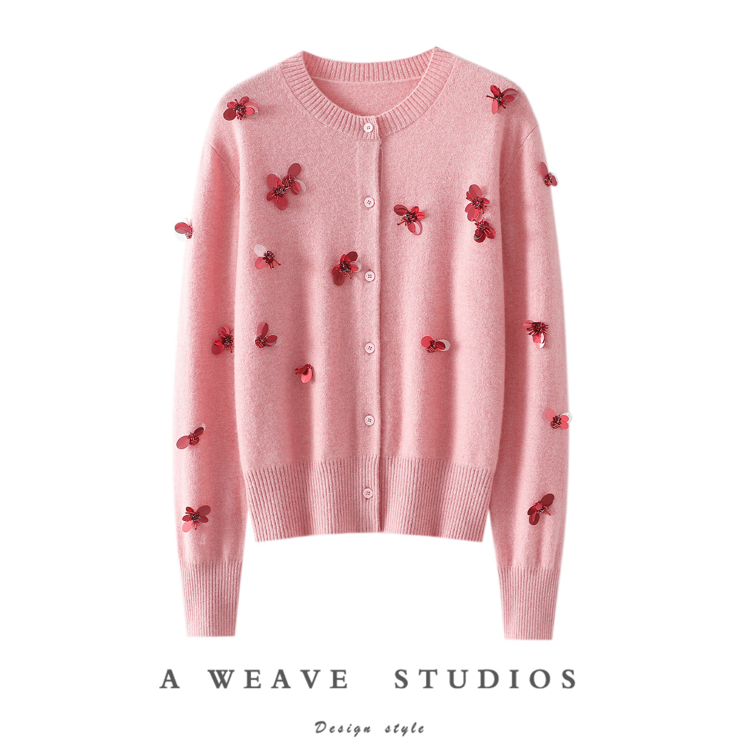 好看到拒绝不了！手工亮片100%纯山羊绒开衫女圆领纯羊绒毛衣外套,女装/女士精品,羊绒衫,淘宝优惠券,粉丝福利购,淘宝优惠卷