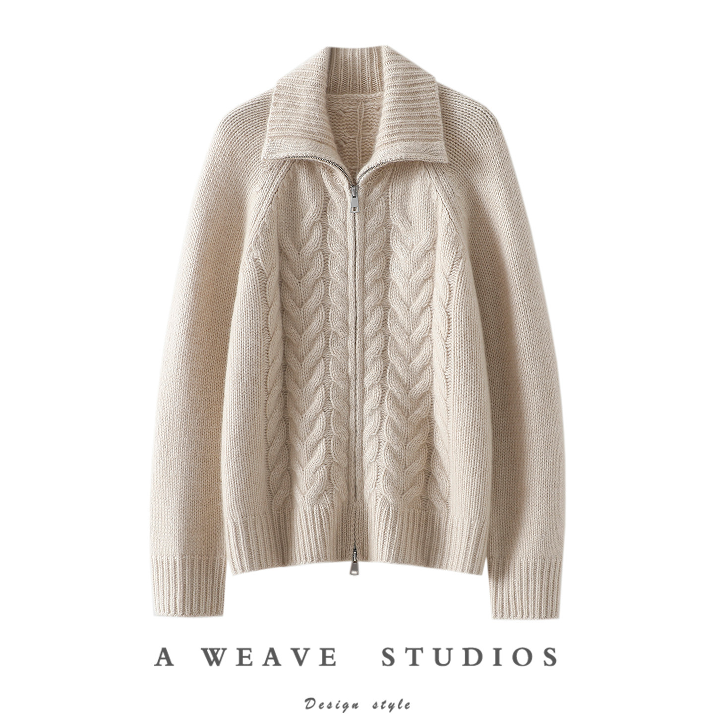 气质直接开挂~！粗棒针加厚100%纯山羊绒拉链开衫女高领毛衣外套,女装/女士精品,羊绒衫,淘宝优惠券,粉丝福利购,淘宝优惠卷