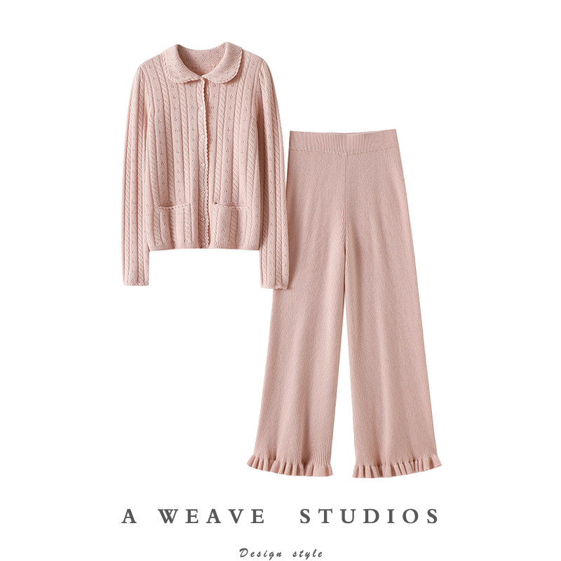 这套真美哭了~加厚花边100%纯羊绒开衫女针织羊绒裤子女外穿套装,女装/女士精品,羊绒衫,淘宝优惠券,粉丝福利购,淘宝优惠卷