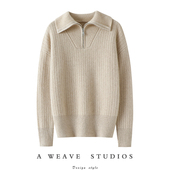 启超上身就是一种享受 重磅加厚半拉链100%纯山羊绒衫 女针织毛衣